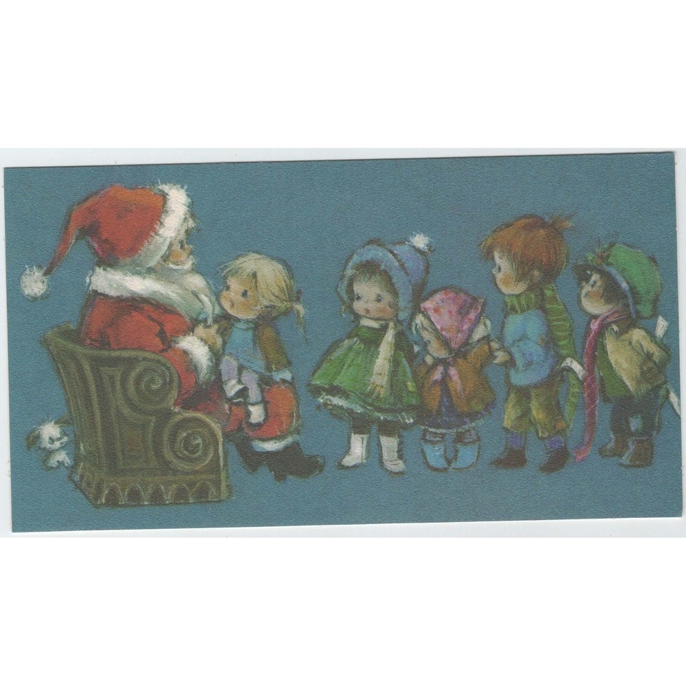 Vintage Hallmark Christmas Card Santa Claus Children 1950s-60s 150PX 58-4